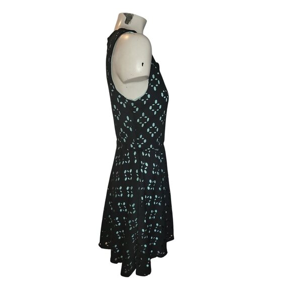 As U Wish Black & Mint Sleeveless Skater Dress Size 9 Polyester Blend With Flora - Picture 7 of 7
